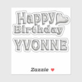 Yvonne Happy Birthday silver Aufkleber Sticker (Blatt)