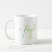 Yvonne name meaning and monogram Y green text Kaffeetasse (Links)