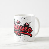 Yvonne red Heart Graffiti Tasse Kaffeetasse (VorderseiteRechts)