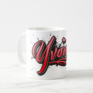 Yvonne red Heart Graffiti Tasse Kaffeetasse