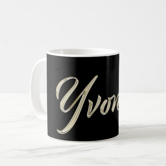 Yvonne white gold Handwriting Tasse Kaffeetasse (Vorderseite Links)