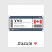YVR Vancouver Boarding Pass - Kanada Ticket Aufkleber (Blatt)