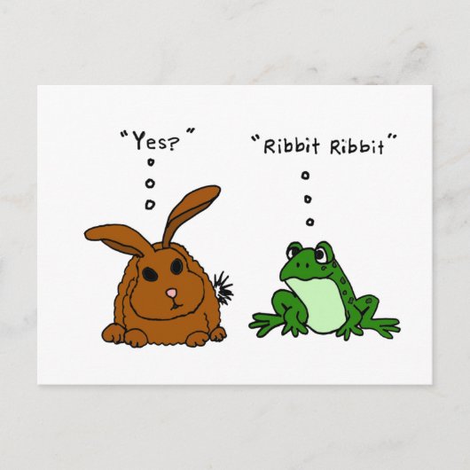 YY- Funny Rabbit und Frosch-Cartoon Postkarte (Vorderseite)