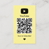 YYTube Yellow Influencer Vlogger Creator QR Code Visitenkarte (Rückseite)