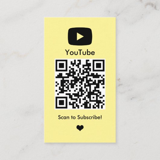 YYTube Yellow Influencer Vlogger Creator QR Code Visitenkarte (Rückseite)