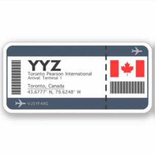YYZ Toronto Boarding Pass - Kanada Ticket Aufkleber