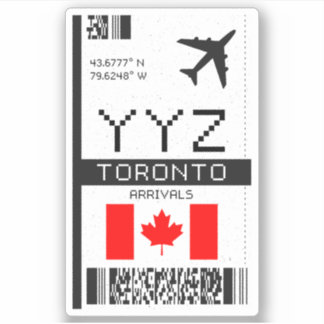 YYZ Toronto, Canada Airport Boarding Pass - Reisen Aufkleber
