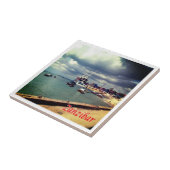 Z007 ZANZIBAR, Fähre angedockt, Tansania, Fliese (Seite)