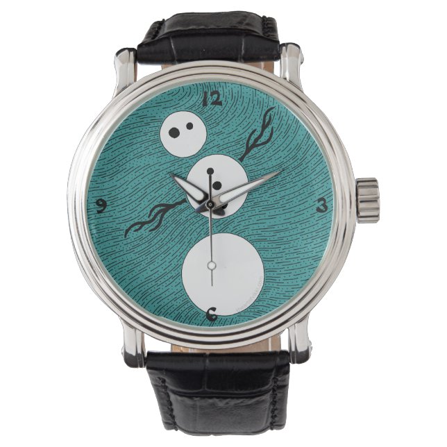 Z Anpassbare Whimsical Winter Snowman Time Piece Armbanduhr (Vorderseite)