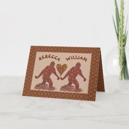 Z Bigfoot gehende Sasquatch Valentine-Paare Feiertagskarte
