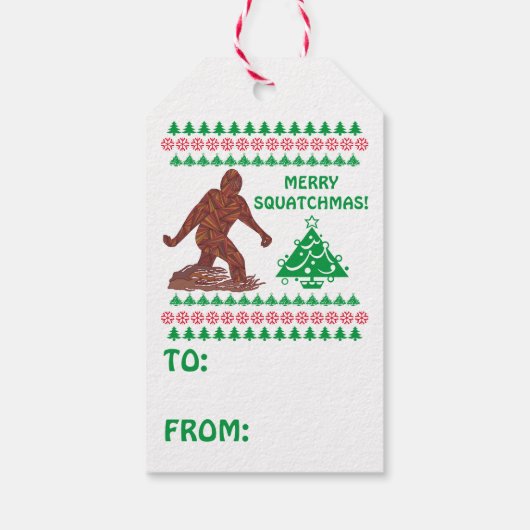 Z Bigfoot Walking hat sehr frohe Squatchmas Geschenkanhänger (Rückseite)