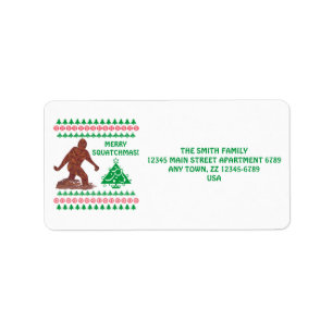 Z Bigfoot Walking Sasquatch Weihnachten Adressaufkleber