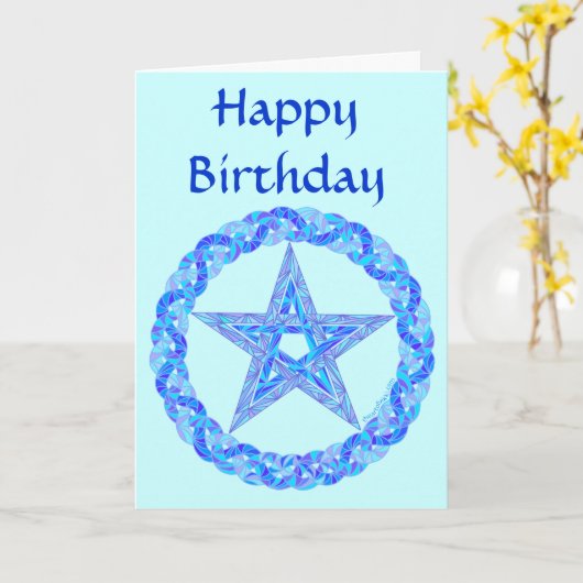 Z blauer Pentagram Wiccan magischer Karte (Gelbe Blume)