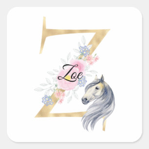 Z-Buchstabe personalisierte Bezeichnung Monogramm  Quadratischer Aufkleber