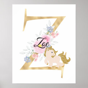 Z Buchstabe personalisierter Name Monogramm mit Po Poster