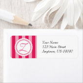 Z Candy Striper Monogram Address Labels Raspberry (Insitu)