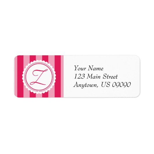 Z Candy Striper Monogram Address Labels Raspberry (Vorne)