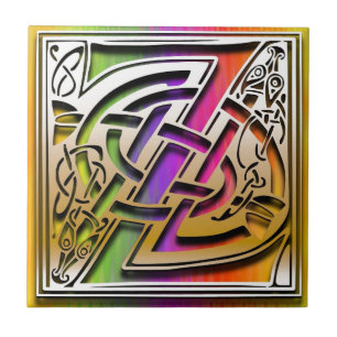 Z Celtic Rainbow Custom Monogram Tile Fliese