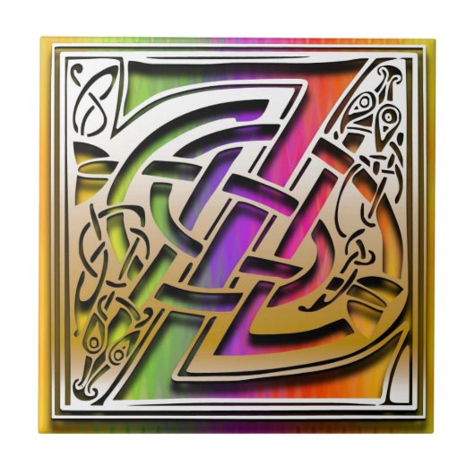 Z Celtic Rainbow Custom Monogram Tile Fliese (Vorderseite)