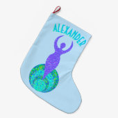 Z die Göttin-grüner und lila Erdmutter-Mystiker Großer Weihnachtsstrumpf (Vorderansicht (hängend))