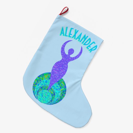 Z die Göttin-grüner und lila Erdmutter-Mystiker Großer Weihnachtsstrumpf (Vorderansicht (hängend))