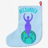 Z die Göttin-grüner und lila Erdmutter-Mystiker Großer Weihnachtsstrumpf (Rückseite)