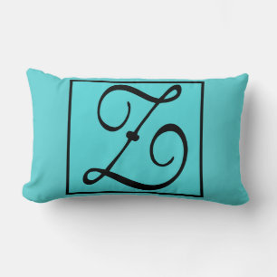 Z ERSTE PILLOW - Buchstabe Z über Aqua-Hintergrund Lendenkissen