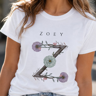 Z Florales Monogramm Modern Minimalistisch T-Shirt