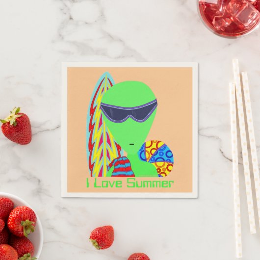 Z Fun LGM Alien Urlaub I Liebe Sommer Party Serviette (Beispiel)