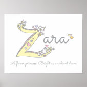 Z für Zara Initial Doodle Art Name bedeutet Poster (Vorne)
