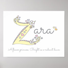 Z für Zara Initial Doodle Art Name bedeutet Poster