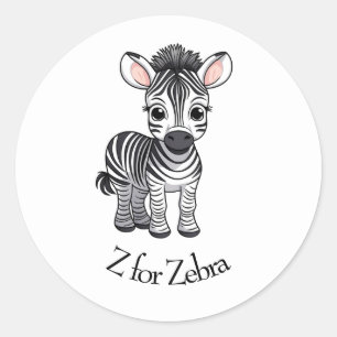 Z für Zebra Runder Aufkleber