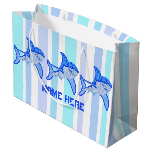 Z-Hai-bunte Seestreifen Große Geschenktüte (Rückseite Schrägansicht)