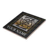 Z "Ihr Name" keltische Monogramm-Tile aus schwarze Fliese (Seite)