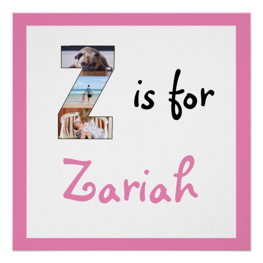 Z ist für Name Foto Kids's Poster (Vorderseite)