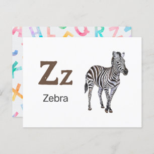 Z ist für Zebra - Alphabet Flash Card Postkarte