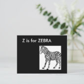 "Z" ist für Zebra Alphabet Flashcard Postkarte (Stehend Vorderseite)