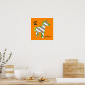 "Z ist für Zebra" digitales Malplakat Poster (Küche)