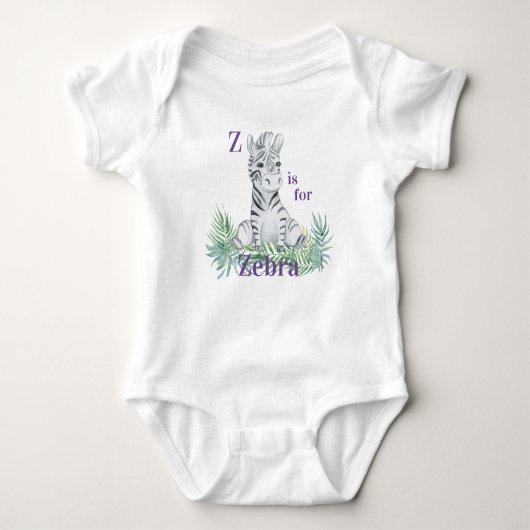 Z ist für ZEBRA - Zebra Sitzen in Ferne Baby Strampler (Vorderseite)