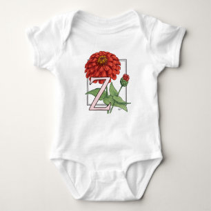 Z ist für Zinnias-Blumen-Monogramm Baby Strampler