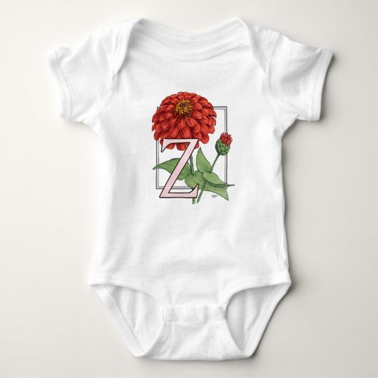Z ist für Zinnias-Blumen-Monogramm Baby Strampler (Vorderseite)