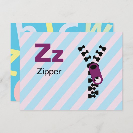 Z ist für Zipper - Alphabet Flash Card Postkarte (Vorne/Hinten)
