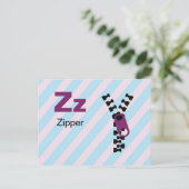 Z ist für Zipper - Alphabet Flash Card Postkarte (Stehend Vorderseite)