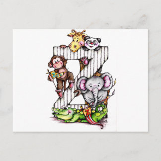 Z ist für ZOO - Alphabet Art Postkarte