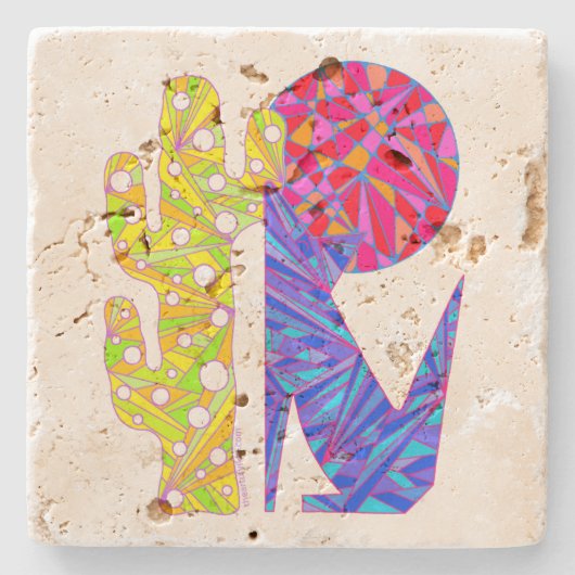 Z-Kojote-Wolf-bunter südwestlicher Kunst-Entwurf Steinuntersetzer (Vorderseite)