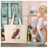 Z Letter Gold Monogram Lila Yellow Floral Jumbo Stoffbeutel