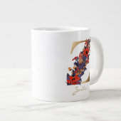 Z Letter Gold Monogram Lila Yellow Floral Jumbo-Tasse (Vorderseite Rechts)
