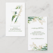 Z Letter Monogram Gold Greenerity Blätter Elegant Visitenkarte (Vorne/Hinten)