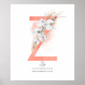 Z Letter Monogram White Orchias and Pampas Grass Poster (Vorne)