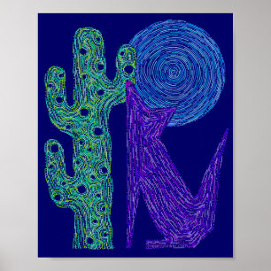 Z Lila Coyote Wolf Colorful Southwestern Design Poster